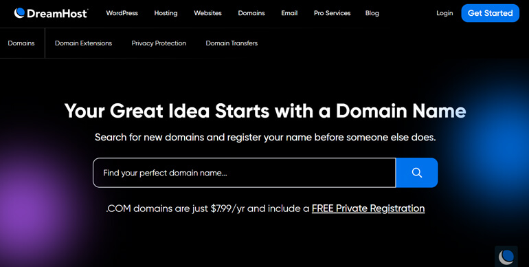DreamHost Domain Registration Site