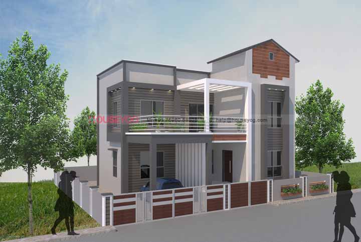 44 X 49 sq ft House Plan and Front Elevation Design - 2 BHK, East Facing