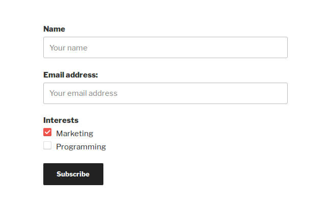 Email Subscription Form Example