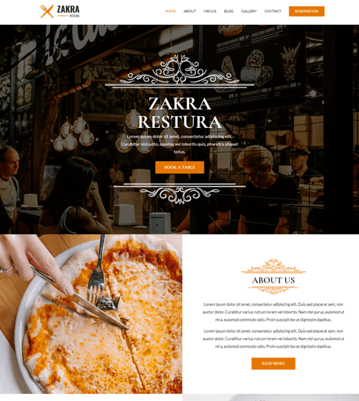 Zakra Restaurant Best WordPress Template Free